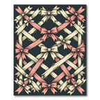 Elegant Cream and Rose Interlocking Bows Rug