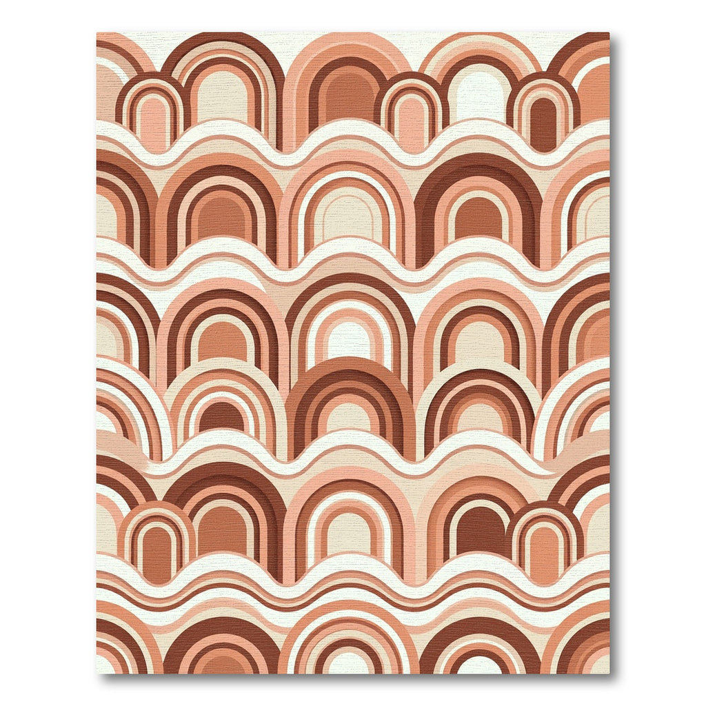 Earthy Terracotta Layered Arch Wave Rug
