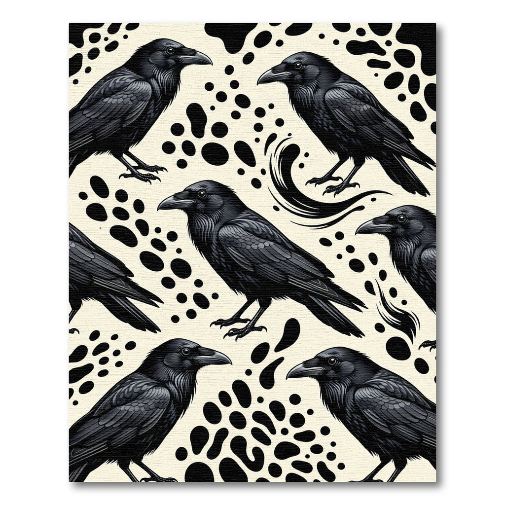 Monochrome Raven Bird Ink Blot Art Rug