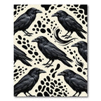 Monochrome Raven Bird Ink Blot Art Rug