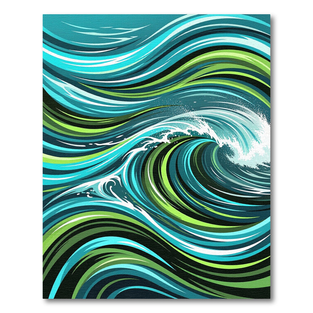 Abstract Swirling Aqua and Lime Wave Rug