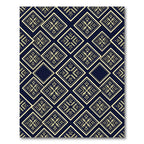 Golden Geometric Diamond Navy Tapestry Rug