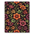 Autumnal Floral Vine Black Wallpaper Rug