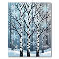 Frosted Birch Forest Winter Snowflake Rug