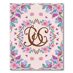 Whimsical Pink Floral Garden Monogram Rug