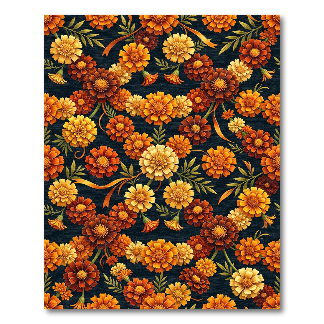 Golden Marigold Floral Autumn Meadow Rug