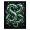 Glowing Green Celestial Serpent Constellation Art Rug