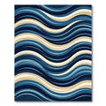Modern Navy and Cream Abstract Waves Rug