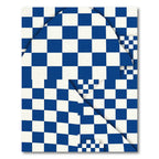 Geometric Blue and White Checkered Rug