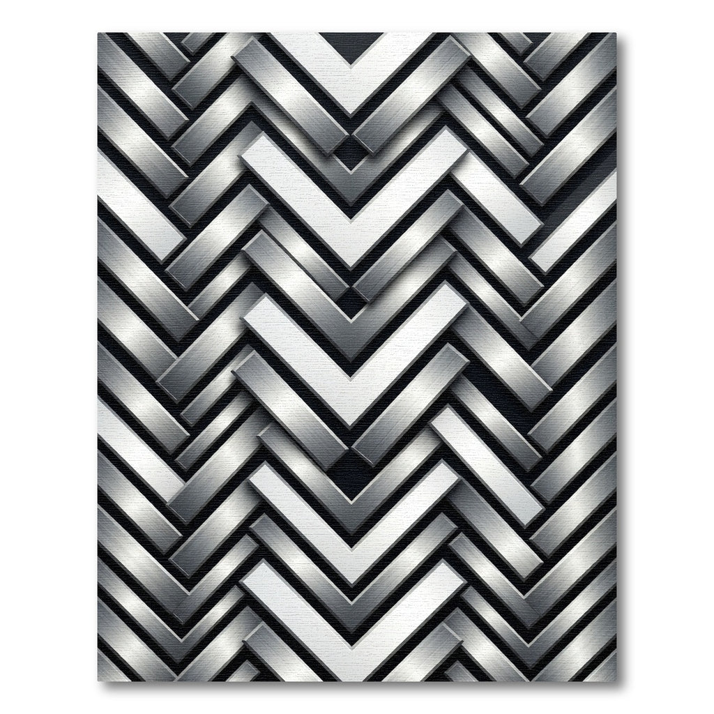 Metallic Silver Herringbone Chevron Rug