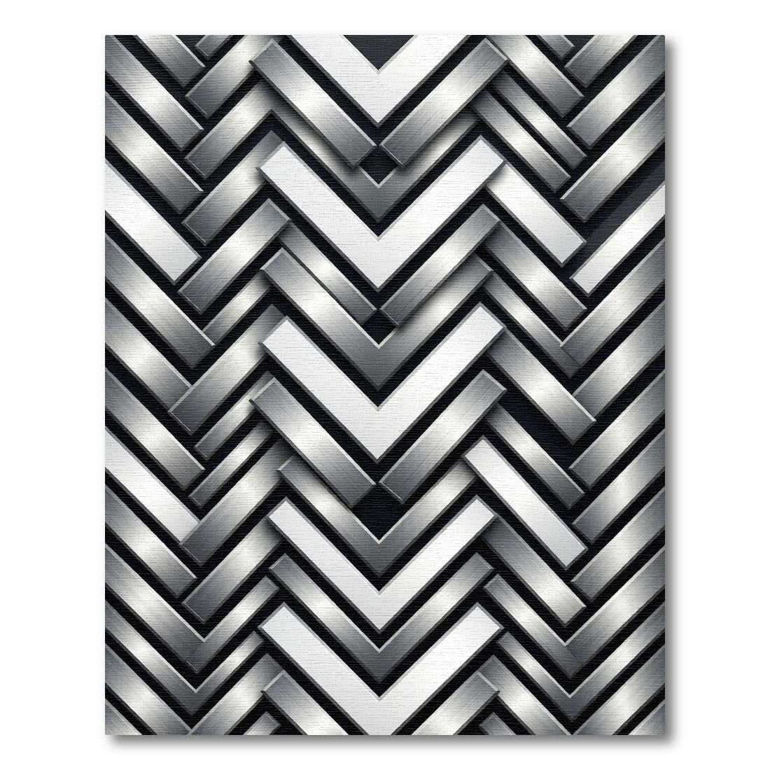 Metallic Silver Herringbone Chevron Rug
