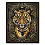 Art Deco Golden Tiger Regal Frame Rug