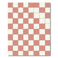 Classic Coral Pink Checkered Grid Area Rug