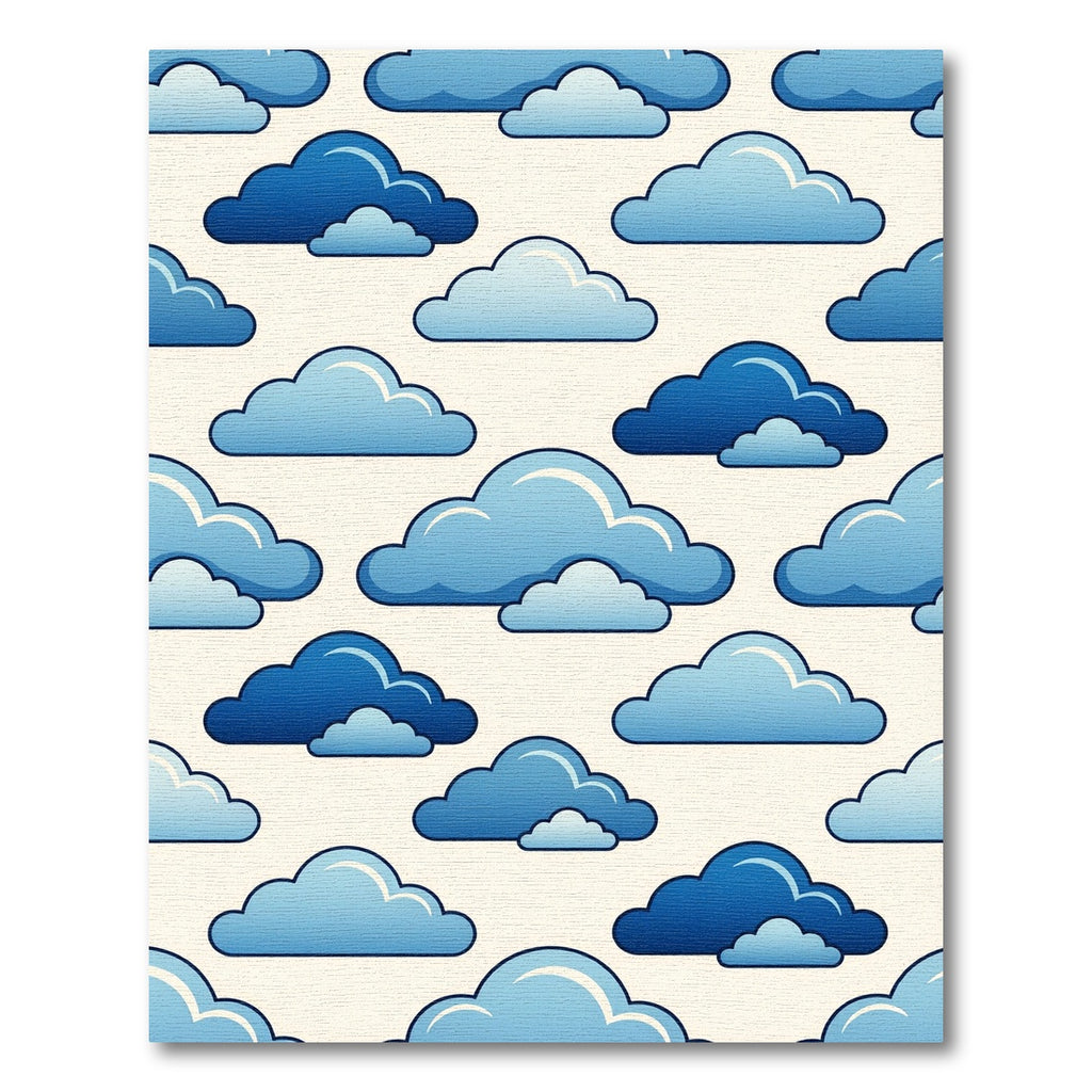 Playful Blue Sky Cloud Seamless Wallpaper Rug