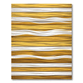Golden Organic Abstract Wavy Striped Rug
