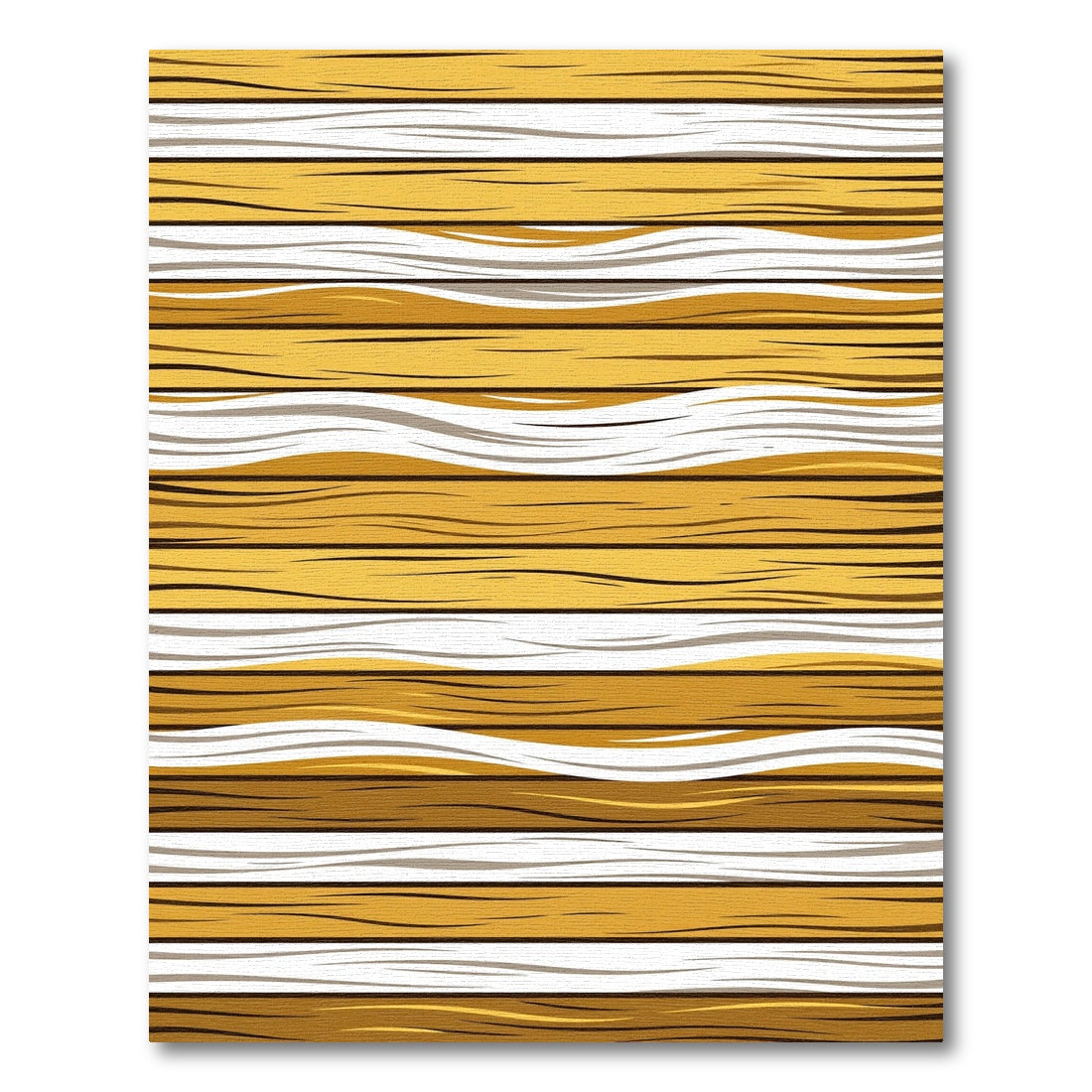Golden Organic Abstract Wavy Striped Rug