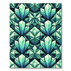 Geometric Teal Crystal Facet Symmetry Rug