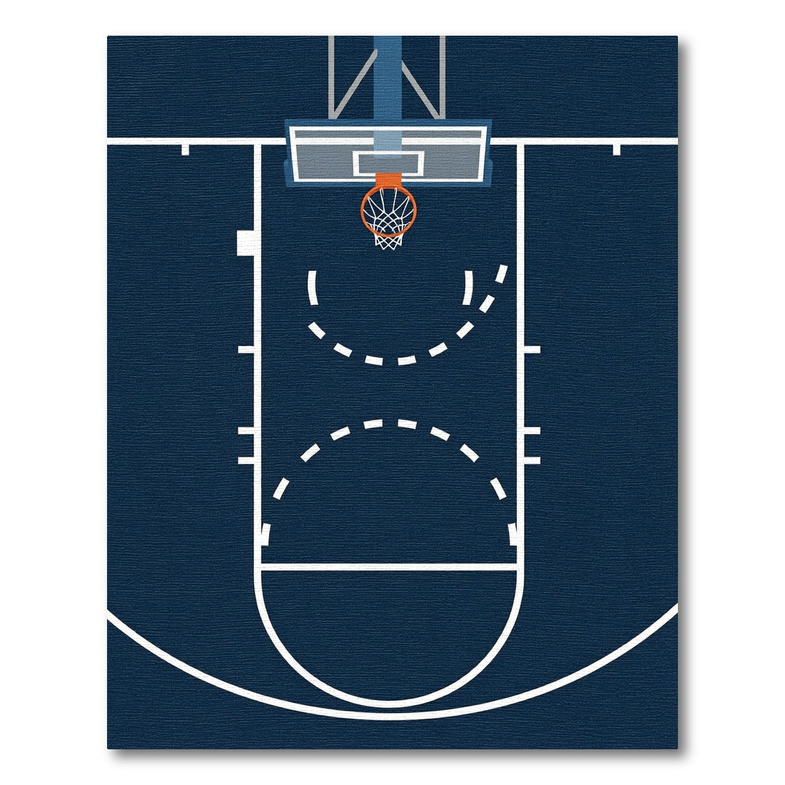 Minimalist Navy Blue Basketball Court Graphic Rug