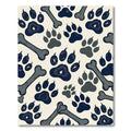 Playful Navy Paw Bone Illustration Rug
