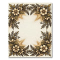 Golden Cream Floral Leaf Arrangement Rug