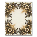 Golden Cream Floral Leaf Arrangement Rug