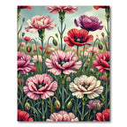 Vibrant Pink Poppy Garden Floral Rug