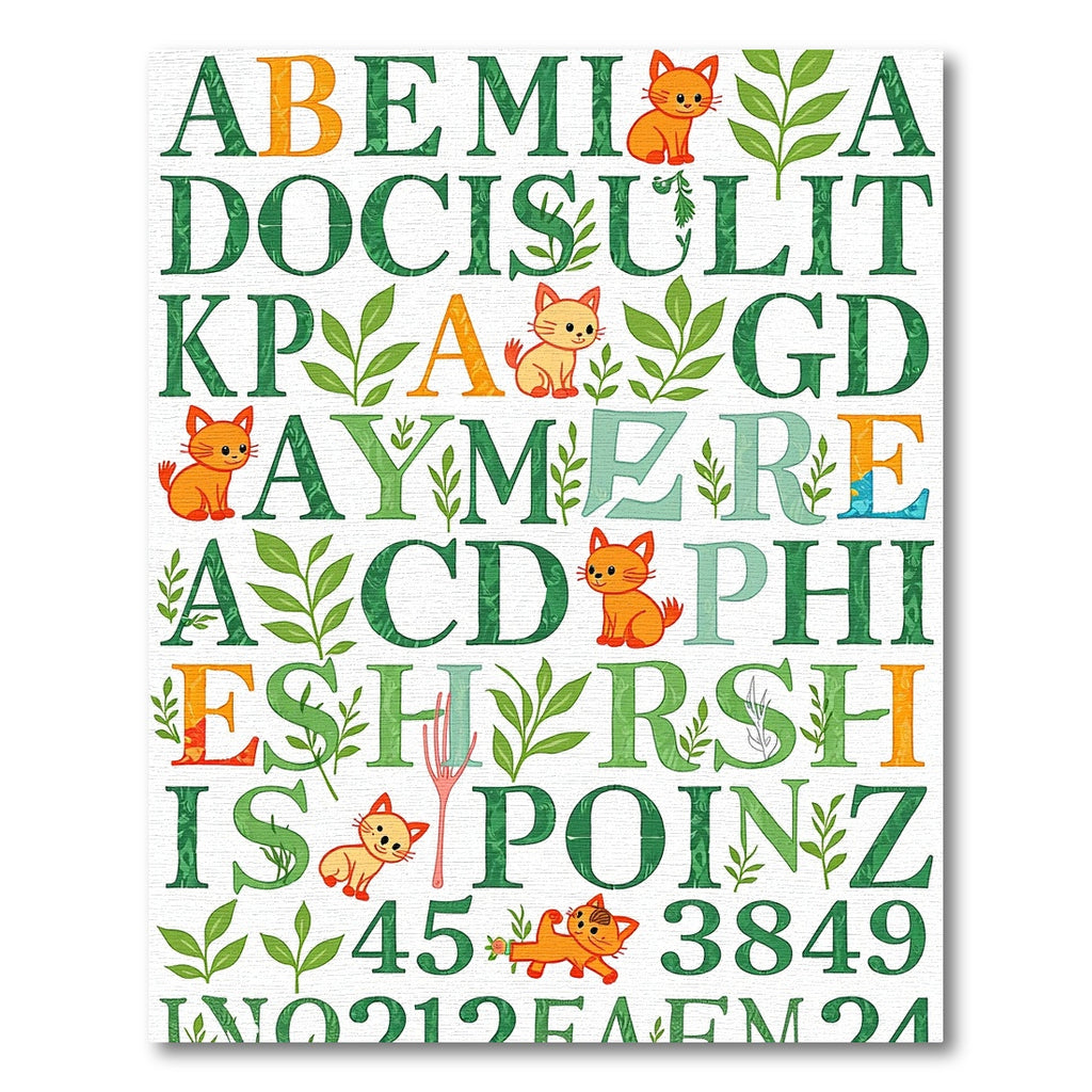 Whimsical Cats And Alphabet Garden Rug
