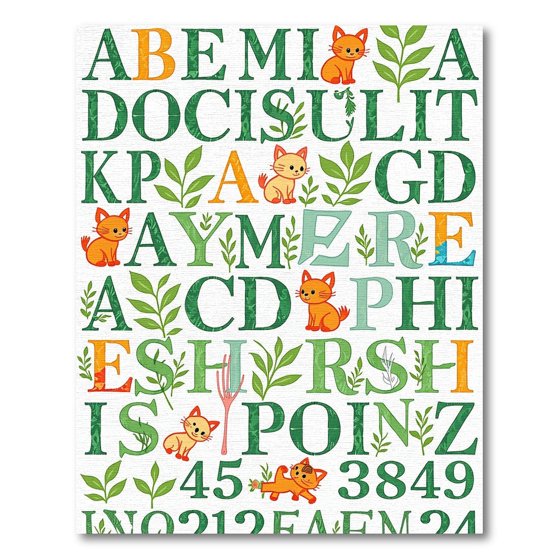 Whimsical Cats And Alphabet Garden Rug