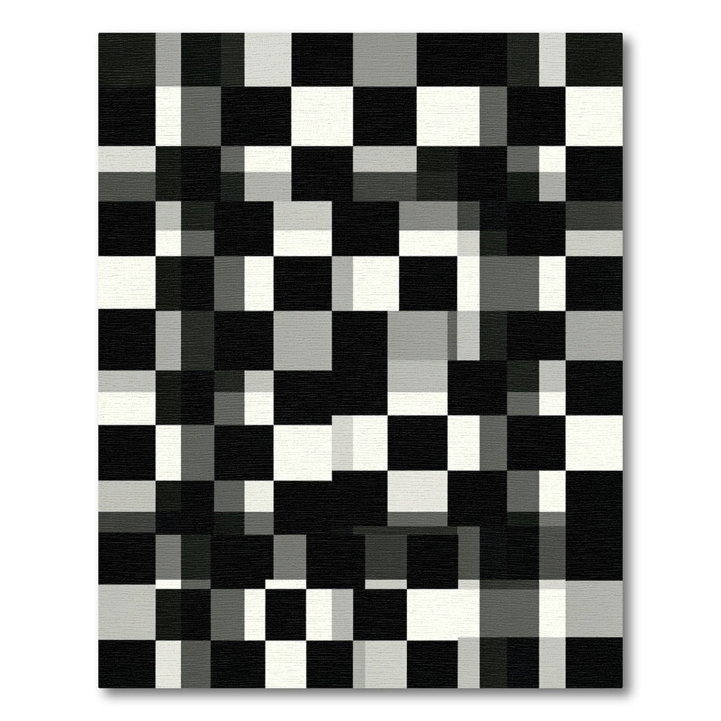 Black White Gray Block Chessboard Rug