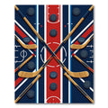 Dynamic Crossed Hockey Stick Ice Rink Rug