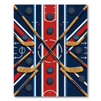 Dynamic Crossed Hockey Stick Ice Rink Rug