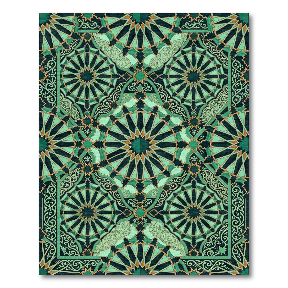 Deep Teal Ornate Geometric Star Rug