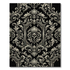 Ornate Black Silver Acanthus Scroll Rug