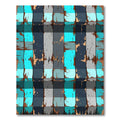 Aqua Gray Wood Grain Plaid Splash Rug