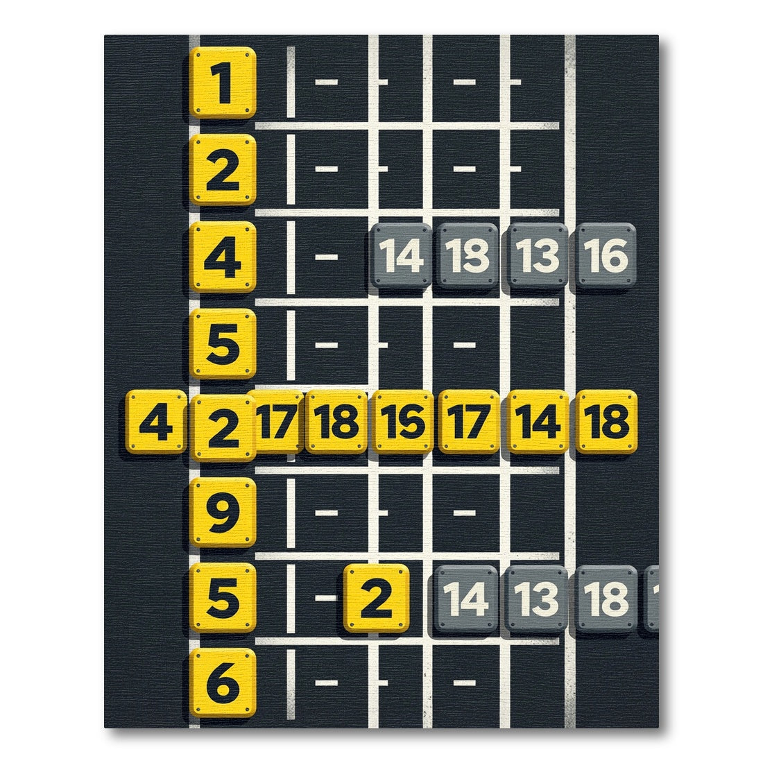 Grid Numbered Abstract Geometric Dark Rug