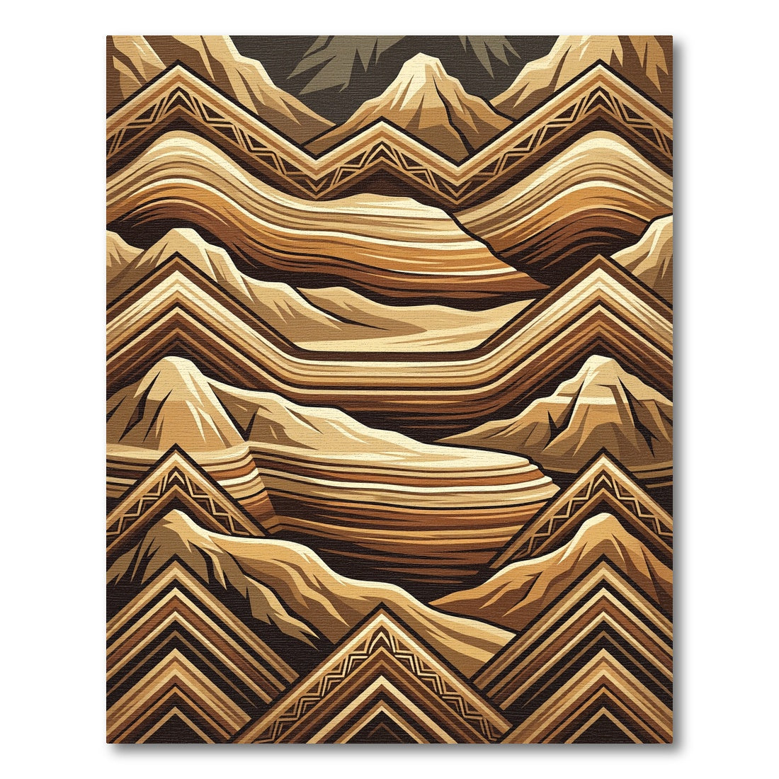 Geometric Earth Tone Mountains Sunset Rug