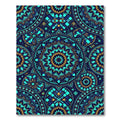Electric Blue Teal Gold Mandala Rug