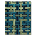 Woven Sage and Teal Geometric Grid Rug