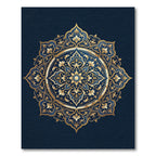 Midnight Sapphire Gold Filigree Medallion Rug