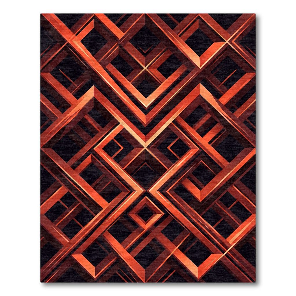 Geometric Copper Interlocking Linear Labyrinth Rug
