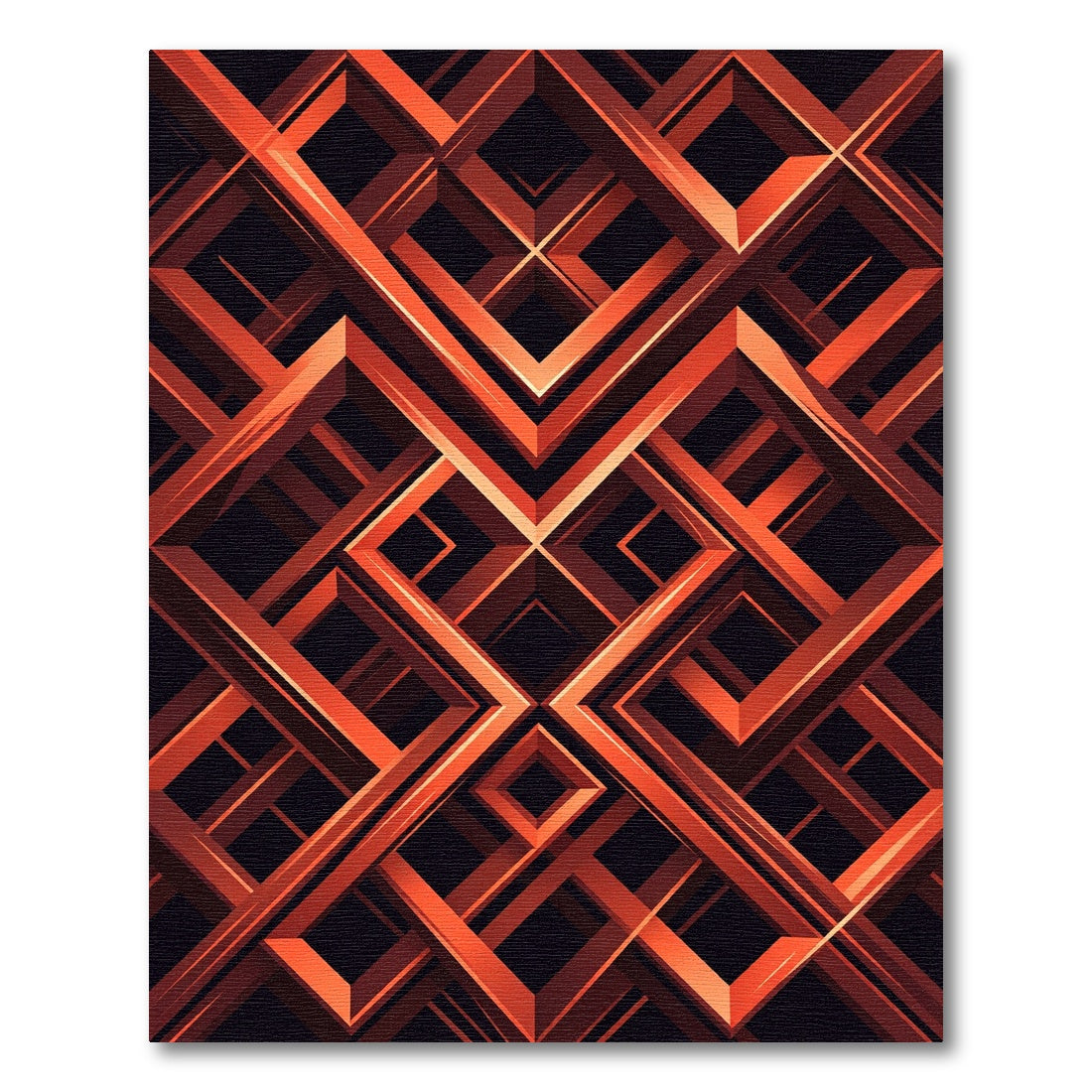 Geometric Copper Interlocking Linear Labyrinth Rug