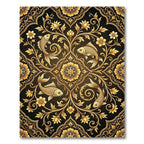 Gilded Fish and Floral Medallion Rug