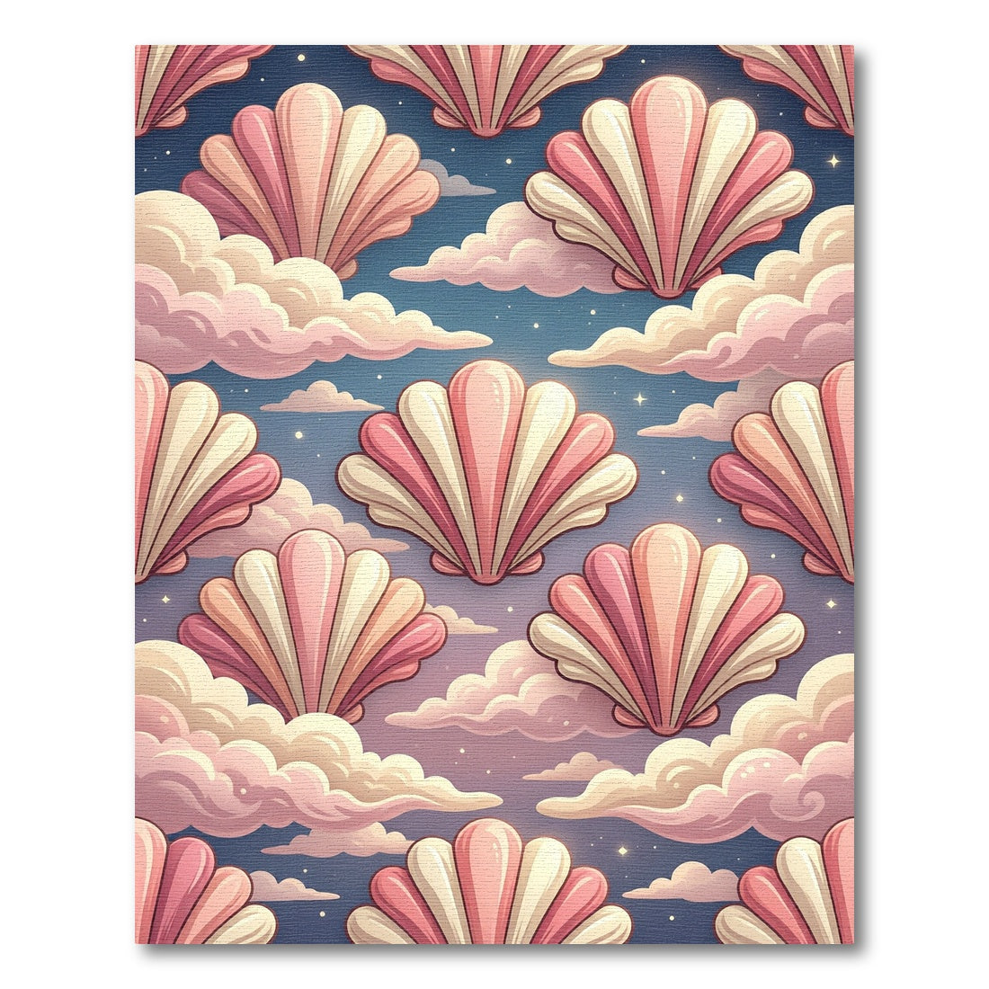 Pastel Seashell Clouds Celestial Dreamscape Rug