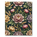 Peony and Golden Wheat Floral Arrangement Rug
