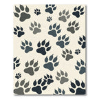 Playful Monochrome Animal Paw Track Rug