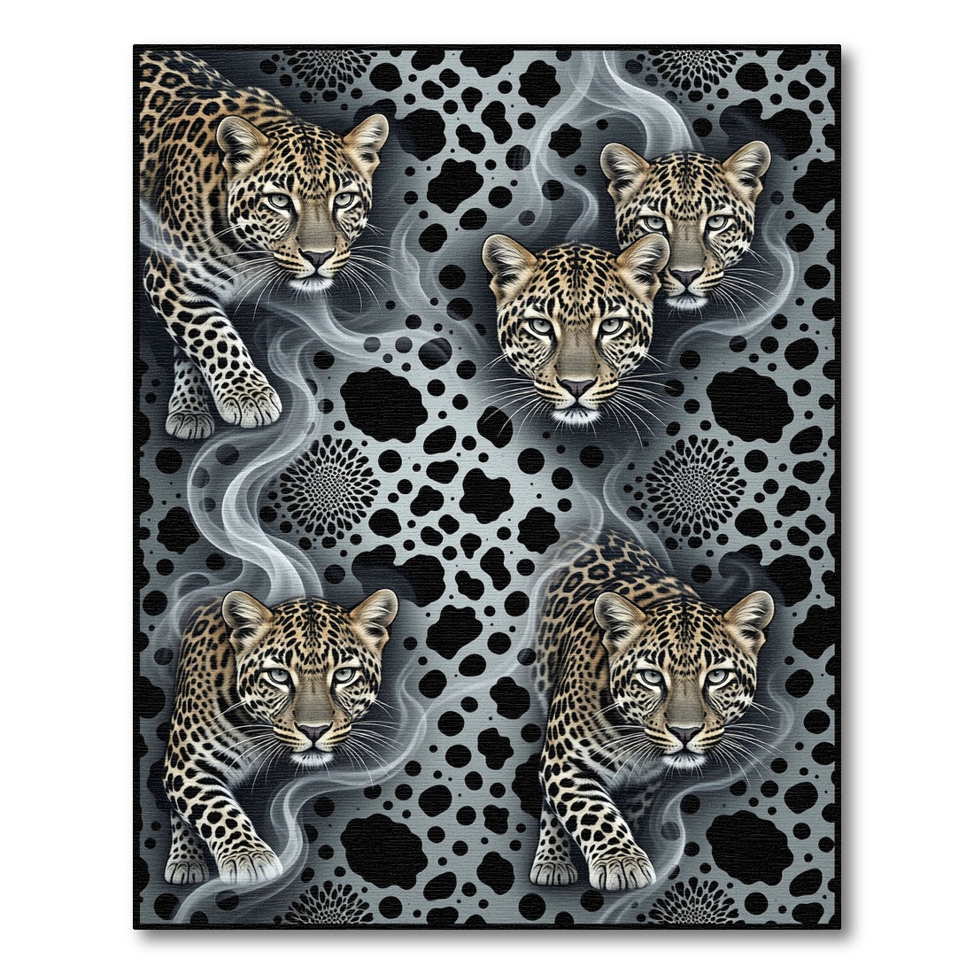 Majestic Leopard Smoke Black Gray Rug