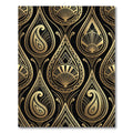 Art Deco Gold Black Paisley Fan Rug
