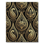 Art Deco Gold Black Paisley Fan Rug
