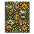 Geometric Sunburst Hexagonal Olive Rug