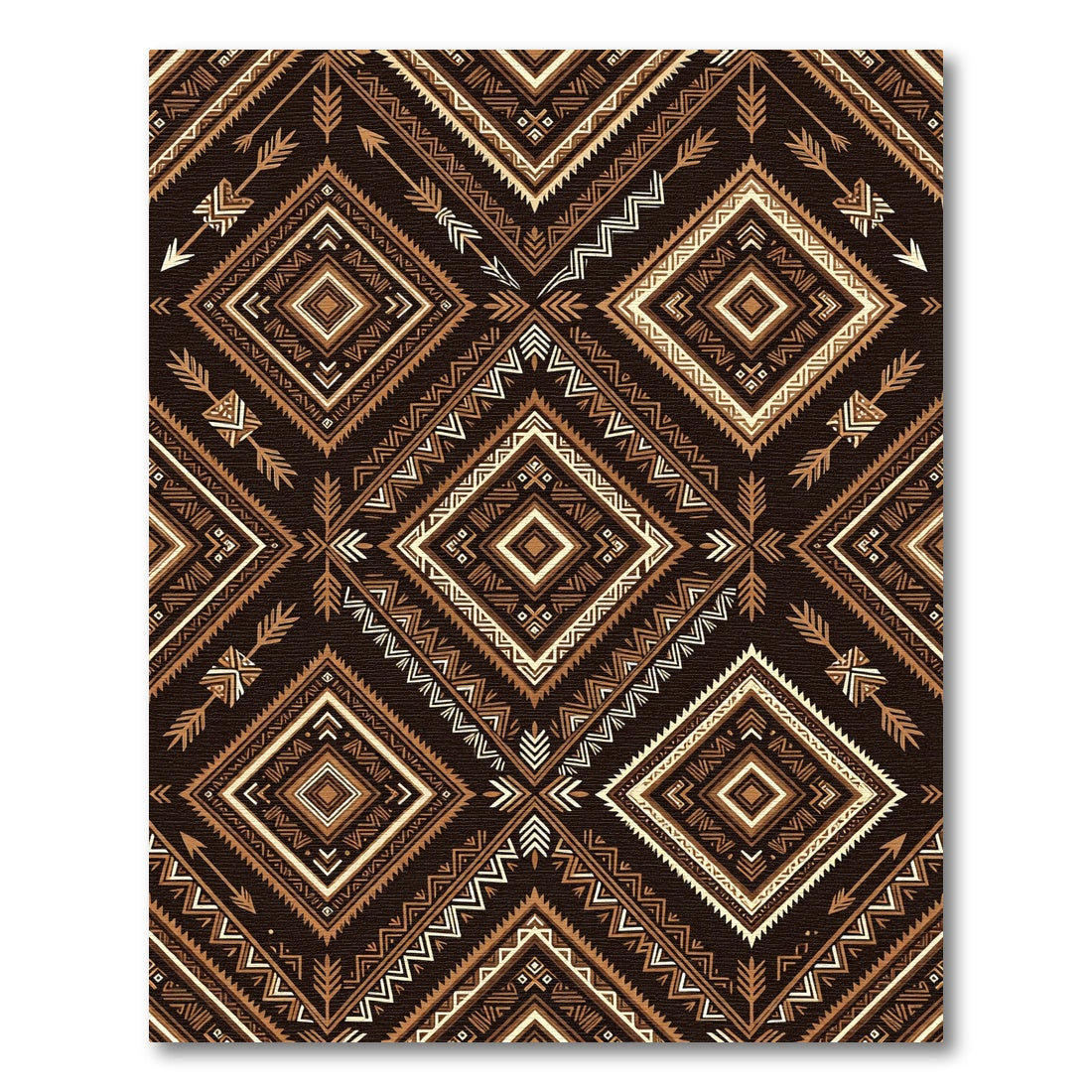 Earthy Diamond Arrows Geometric Composition Rug